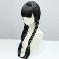 thumbnail image 4 of Pelo largo negro con trenzas, peluca con flequillo, peluca trenzada de cola de caballo negra, peluca trenzada de cosplay para mujeres y niñas para fiesta, 4 of 4