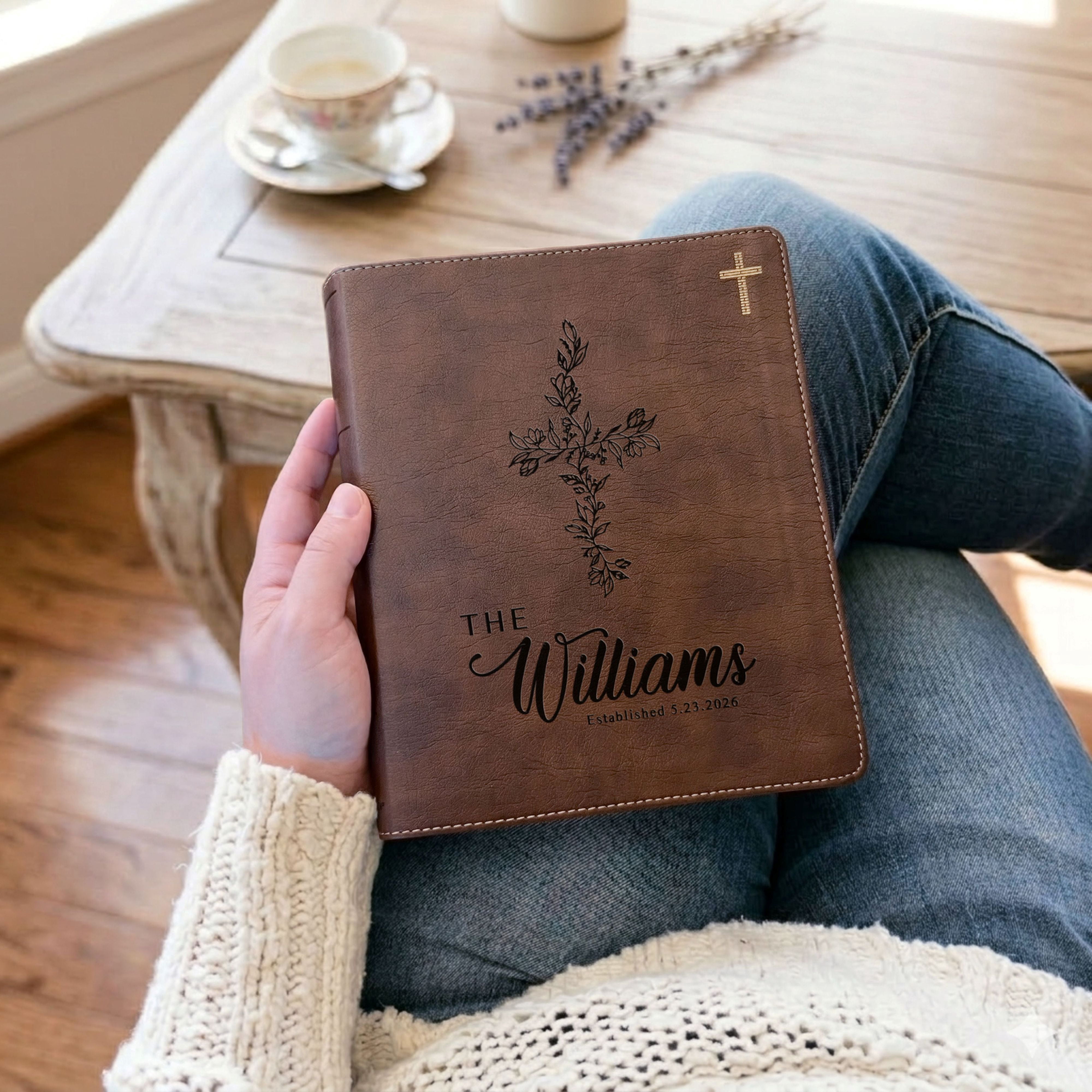 Personalized NIV Journaling Family Bible Set, Wide Margin Red Letter Edition, Custom Engraved Name, Includes Tabs & Highlighters, Wedding Keepsake