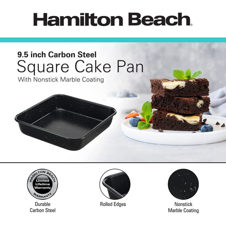 Versatile Square Cake Pan for Desserts Easy to Clean Nonstick Dishwasher Safe Deep Baking Sheet Carbon Steel Even Heating, Size: 7, Black