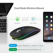 TENMOS Wireless Bluetooth Mouse Rechargeable Silent Mouse Dual Mode (Bluetooth 5.1 + 2.4G) with Nano Receiver