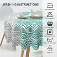 thumbnail image 4 of Teal Grey Boho Round Tablecloth 60 Inch Modern Mandala Art Turquoise Table Clothes Rustic Ombre Waterproof Reusable Circle Table Cover for Picnic Party Dining Room Home Decor, 4 of 6