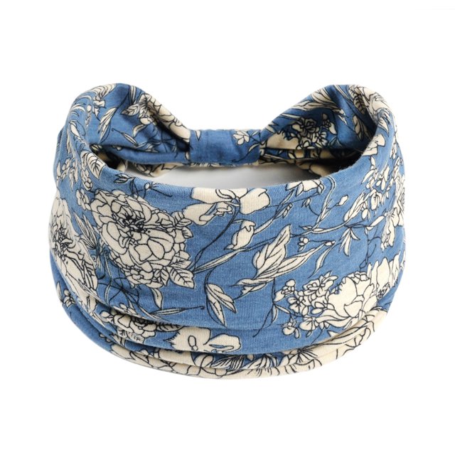 Bohemio Europeo y Americano Anacardo Yoga Deportes Diadema Antitranspirante Absorbente de sudor Diadema de algodón elástico Señoras Sombreros Accesorios para el cabello Azul LingWen 9024735090359