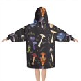 thumbnail image 2 of Red Mushroom Flower Black Pattern Blanket Hoodies for Kids 6-13YR Oversize Wearable Blanket Hoodies for Boys Girls Teens, 2 of 7