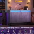 thumbnail image 3 of iSunirm Sideboard Buffet Cabinet with Power Outlet, Kitchen Storage Sideboard with LED Light & Doors, Storage Cabinet for Dining Room, Hallway, Kitchen, White Oak, 3 of 7