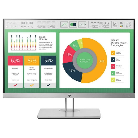 HP EliteDisplay E223 21.5" Full HD Monitor, 1920 x 1080, Silver, 1FH45A8#ABA