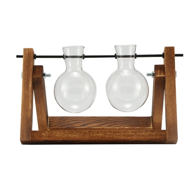 Florero Transparente De Planta Hidropónica Creativo Vintage, Jarrón Con Marco De Madera Para Decoración, Mesa De Cristal, Planta, Bonsái, Decoración Methold HA025402-01