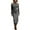 Dark Gray, variant on Women’s Faux Suede Bodycon Dress High Neck Ruched Slim Fit Vintage Midi Dress Color Coffee Size S