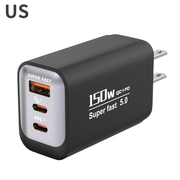 150W USB C Charger Block,GaN III Compact Foldable Wall Charger 3 Port Fast Charging Station,PD QC PPS Portable USB C Hub 100W Laptop Adapter for MacBook Pro/Air,iPad,iPhone 17/Pro,Galaxy S24,Dell etc