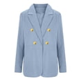 thumbnail image 6 of UDAUDU Blazer for Women Business Casual Double Breasted Long Sleeve Slim Fit Office Suit Jackets Work Outfits Blue 2XL, 6 of 7