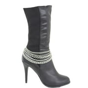 Women Silver Boot Chain Links Shoe Charm Multi Strands Waves Strap Western Style