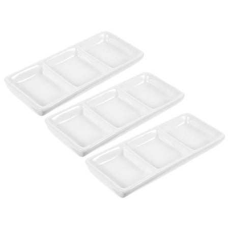 

Guiyong 4Pcs Ceramic Serving Platter Sauce Dishes Appetizer Serving Tray 3-Compartment Seasoning Dish
