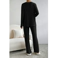thumbnail image 3 of Women's Black Ribbed Knit V Neck Slouchy Two-Piece Lounge Set - [ZhiHiMeRi] | (US 12-14)L,Black, 3 of 7