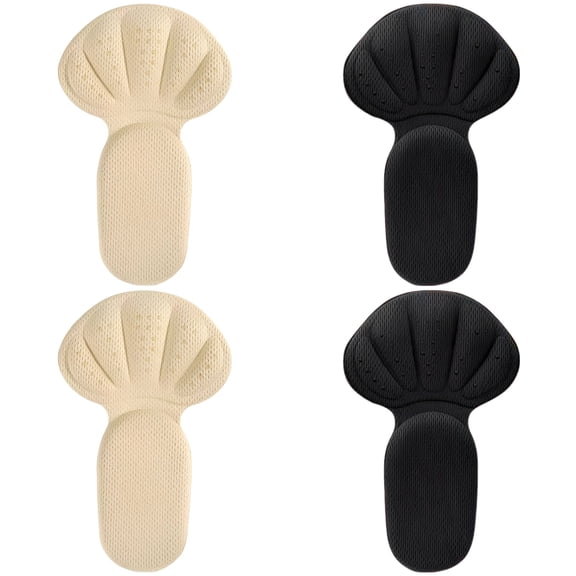 2 Pairs 2-in-1 Anti-Chafing T-Shaped Heel Pads, Shoe Inserts for High Heels Sneakers Flats, Self-Adhesive Heel Cushion Pads for Loose Shoes