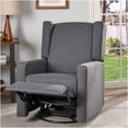 thumbnail image 3 of Charcoal Fabric Swivel Recliner Chair with Push Back Reclining, Wingback Design for Small Space Living Room, Bedroom, RV, 3 of 10