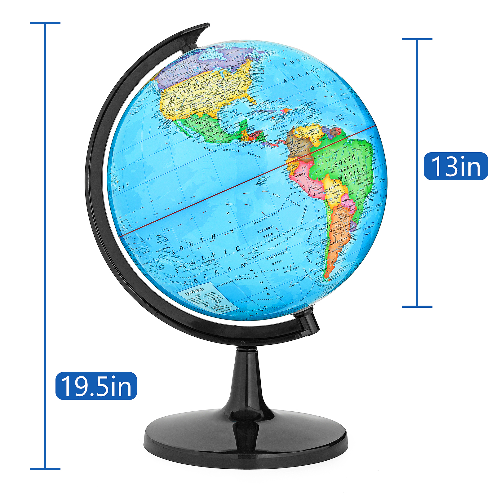 BSHAPPLUS 13" World Globe for Kids, Rotating Globes of the World with Stand, Geography Educational Toy, Home Office, Shelf Desktop, Decor Gift - image 3 of 7