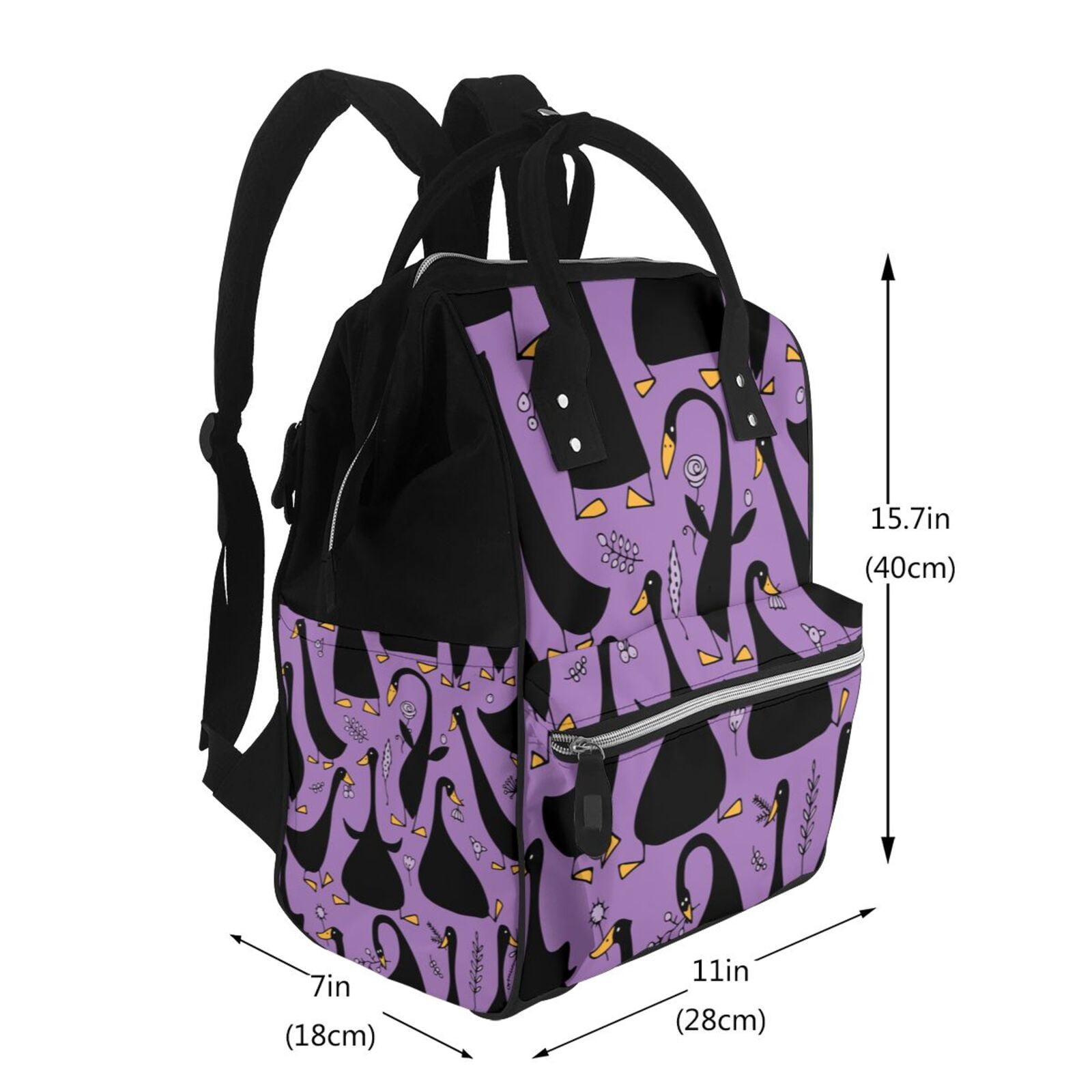 Fuzoiu Funny Goose Print Diaper Bag Backpack,Baby Essentials Travel Tote,Multi function Waterproof Diaper Bag, Travel Essentials Baby Bag - Unisex