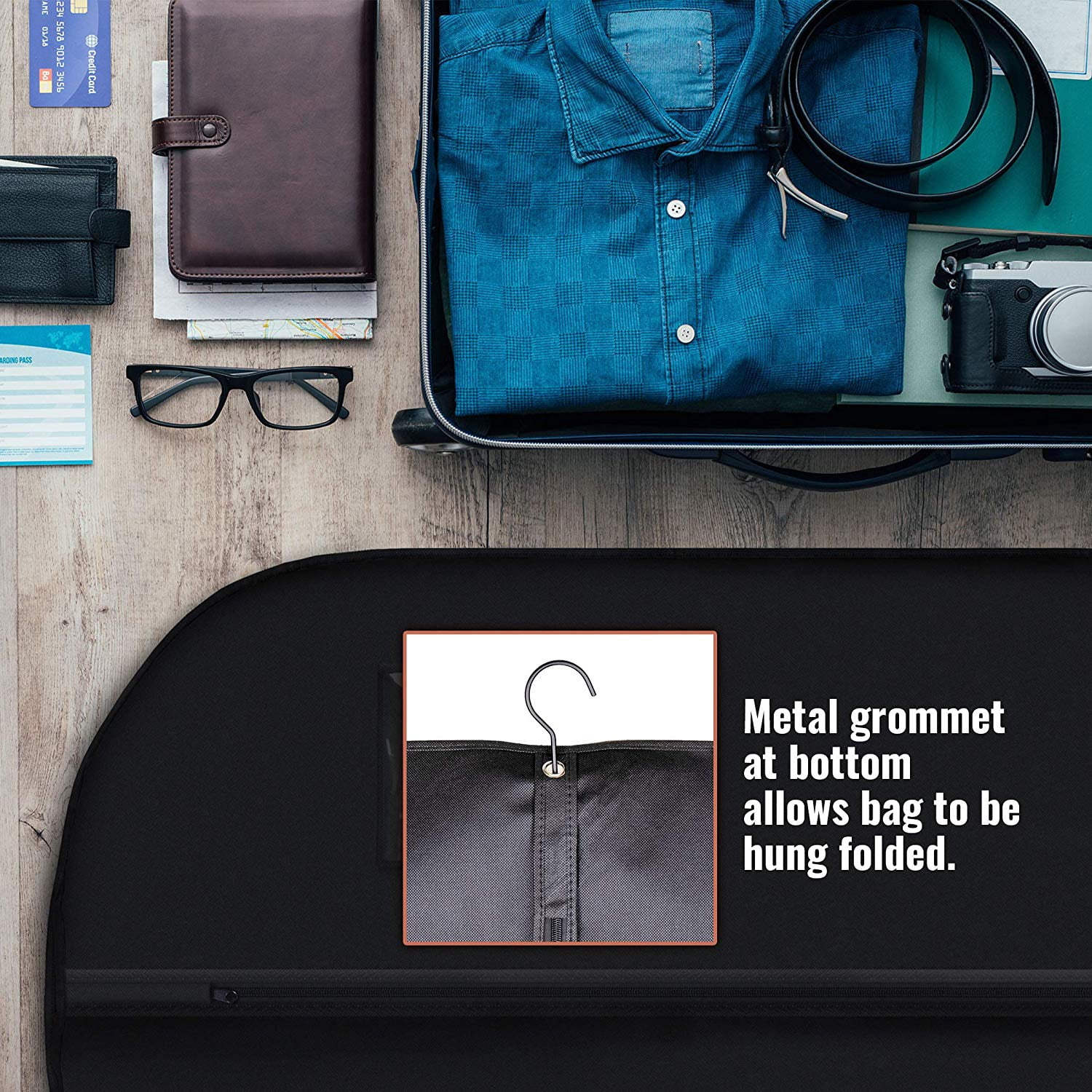 Plixio 40" Black Garment Bags Suit Bag for Travel & Clothing Storage of Dresses, Shirts, Fur Coats, Jackets & Dance Costumes - Hanging Suit Cover for Men & Women Closet Storage Garment Protector