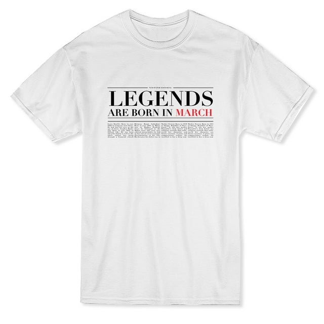 Legends Are Born In March Men's White T-shirt