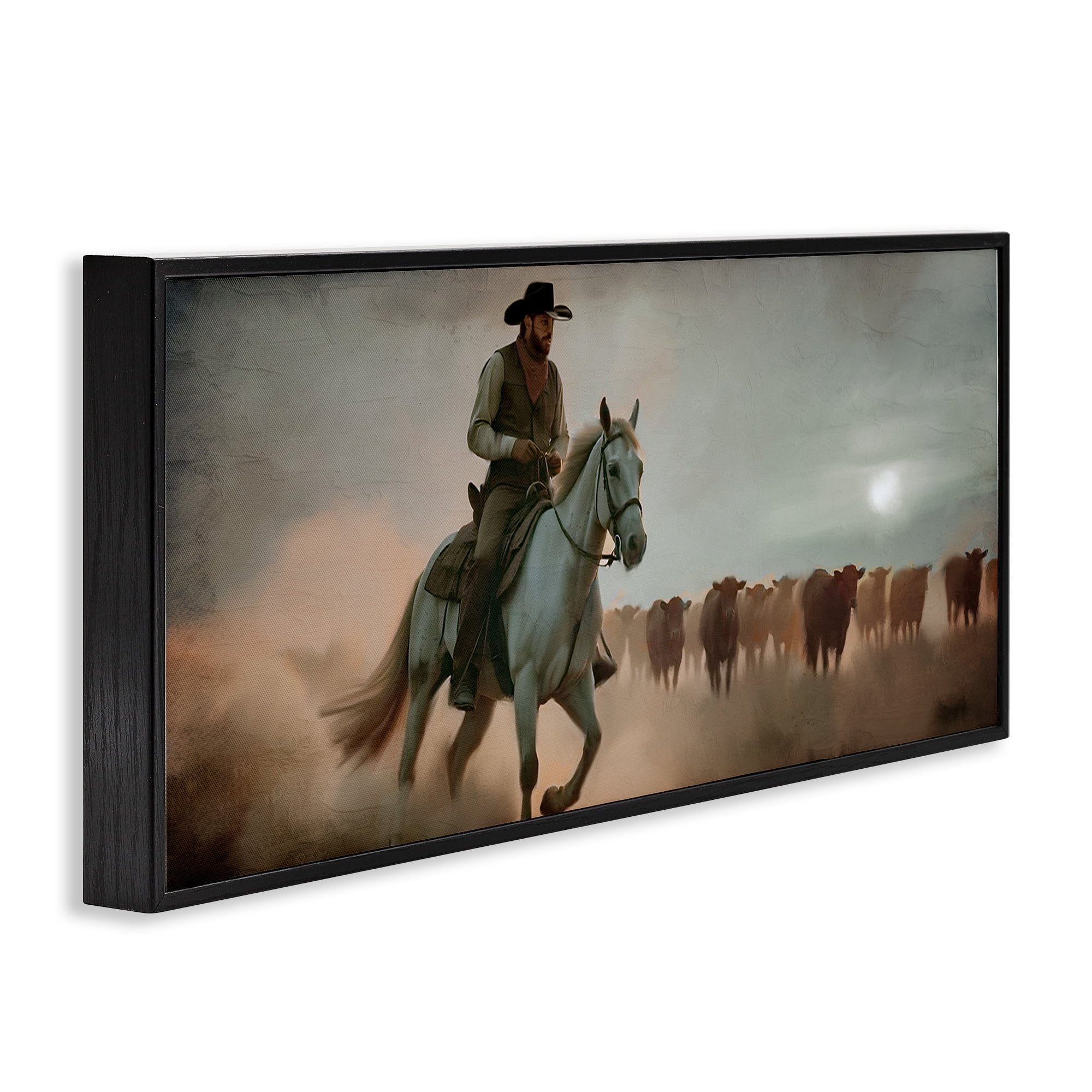 Stupell Industries Home Bound Cowboy Black Framed Giclee Art, design by Kim Allen