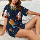 thumbnail image 4 of Balery Spaceships and Stars Conjunto de Pijama para Mujer con Estampado, Dos Piezas de Manga Corta y Shorts, Ropa de Dormir Suave con Cuello Redondo y Bolsillos-X-Large, 4 of 6
