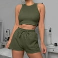 thumbnail image 2 of Ahuyic Womens Summer Casual Outfit Set,Womens Plus Size Outfit,Ladies' Comfortable Casual Color Blocked Sleeveless Round Neck Top/shirt Set, 2 of 5