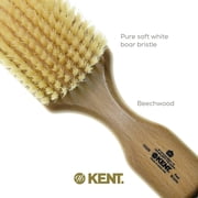 Kent OG2S Beechwood Soft Bristle Hair Brush and Facial Brush for Beard Care - Exfoliating Soft White Natural Boar Bristle Brush for Mens Grooming, Hair Care, and Beard Straightener for Men's Skin