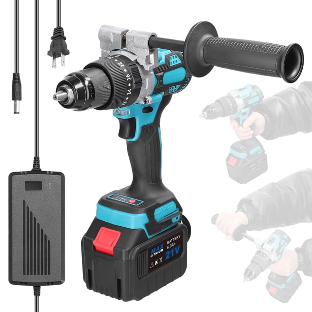 Taladro percutor multifuncional 3 en 1 de 13 mm para el hogar, 21 V, 120 Nm
