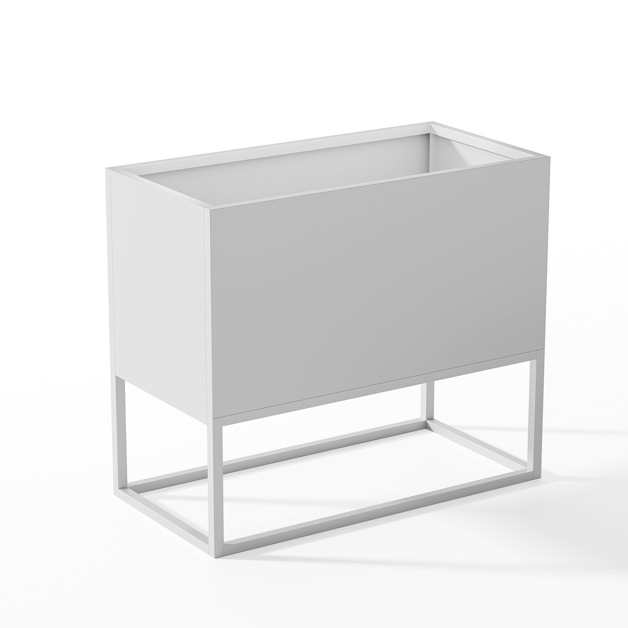 MAYEERTY 36*18*18" White Modern Rect Metal Planter Box with Stand for Outdoor Gardening, Patio & Balcony