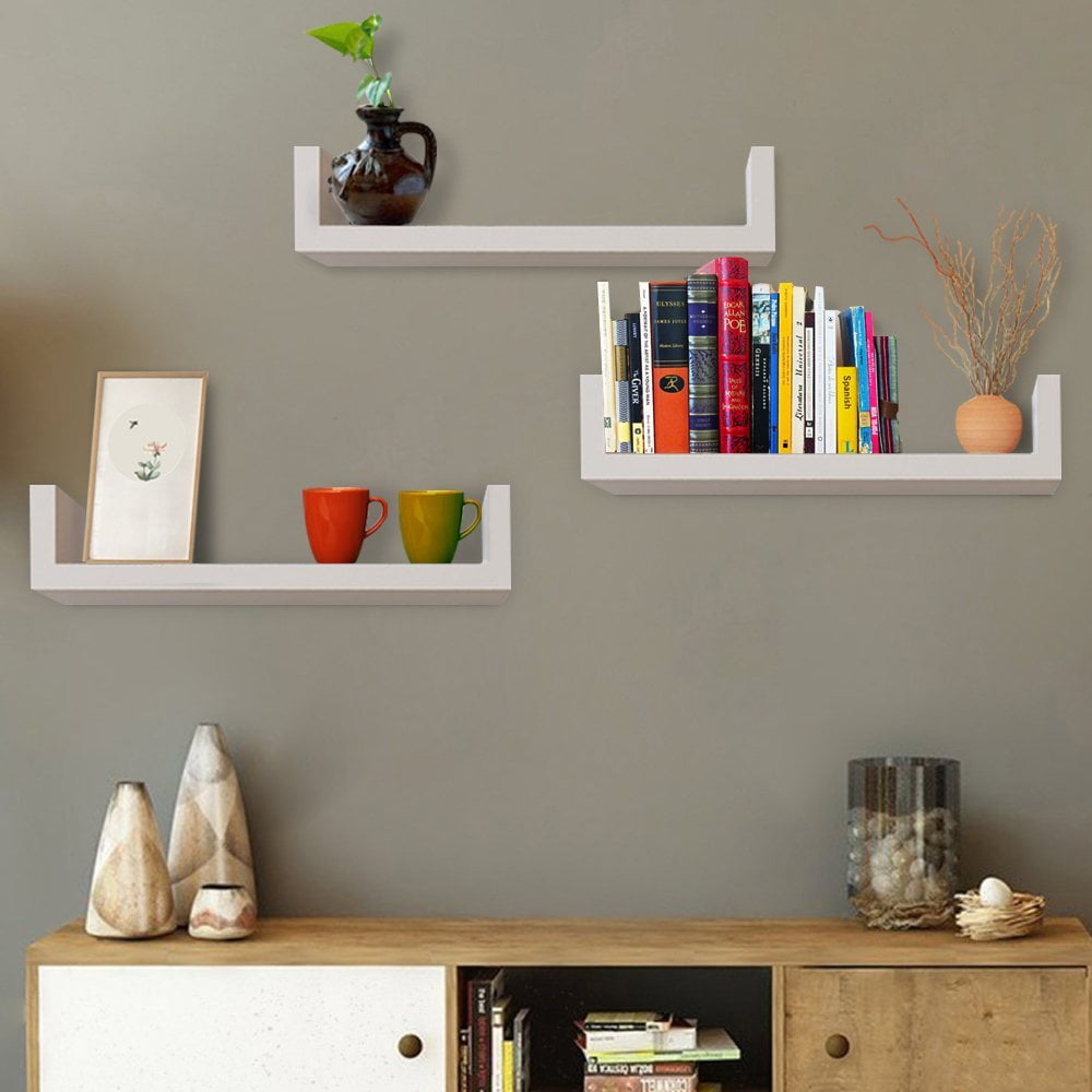 Details about   Set of 3 Floating Shelves Bookshelf Wall Mount Storage Shelf Display Home Decor= 
