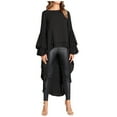 thumbnail image 3 of Women's Long Sleeve Pullover Chiffon Shirt Irregular Chiffon Blouse, 3 of 7