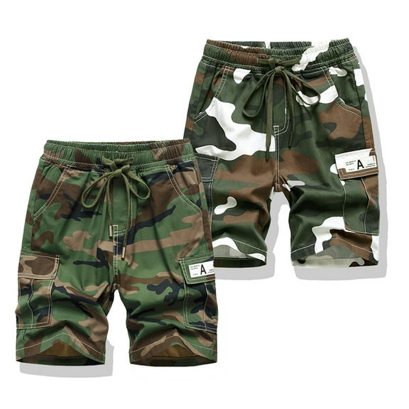 FJUCHAI Youth Boys Camouflage Cargo Shorts 6-15T Big Kids Casual Thin Fabric Elastic Waist Shorts Summer Hiking Camping Gear Kids Outdoor