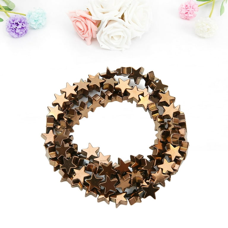 1 Set Five-Pointed Star Loose Bead Hematite Pentastar Loose Beads DIY  Jewelry Accessories (Brown 8mm 48 Grains) 