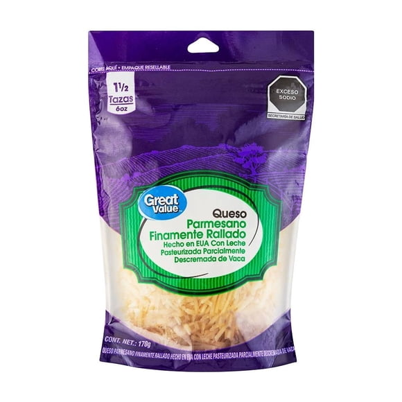 Imitación queso parmesano Great Value rallado fino 170 g