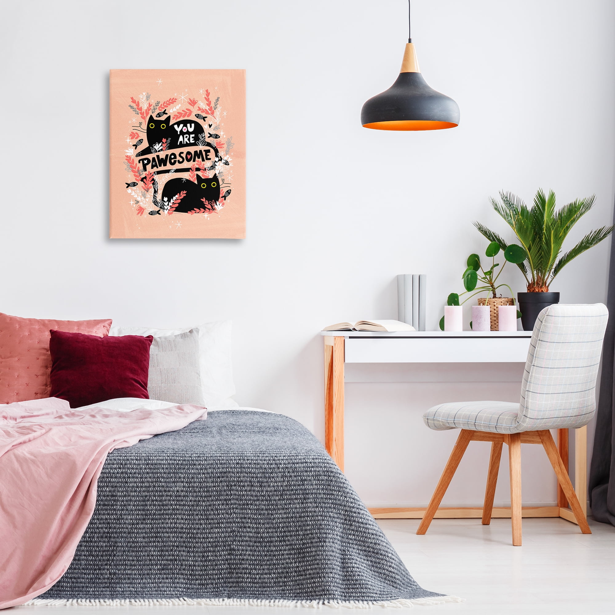 Stupell Industries You Are Pawesome Cats Animals Painting Wrapped Canvas Art Print Wall Art, 24 x 30