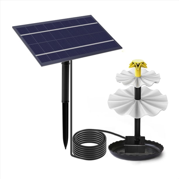 Baño para Pájaros de 3 Niveles con Bomba Solar, Fuente Solar de Bricolaje Desmontable y Adecuada para Baño de Pájaros, Decoración de Jardín, Al Aire Libre