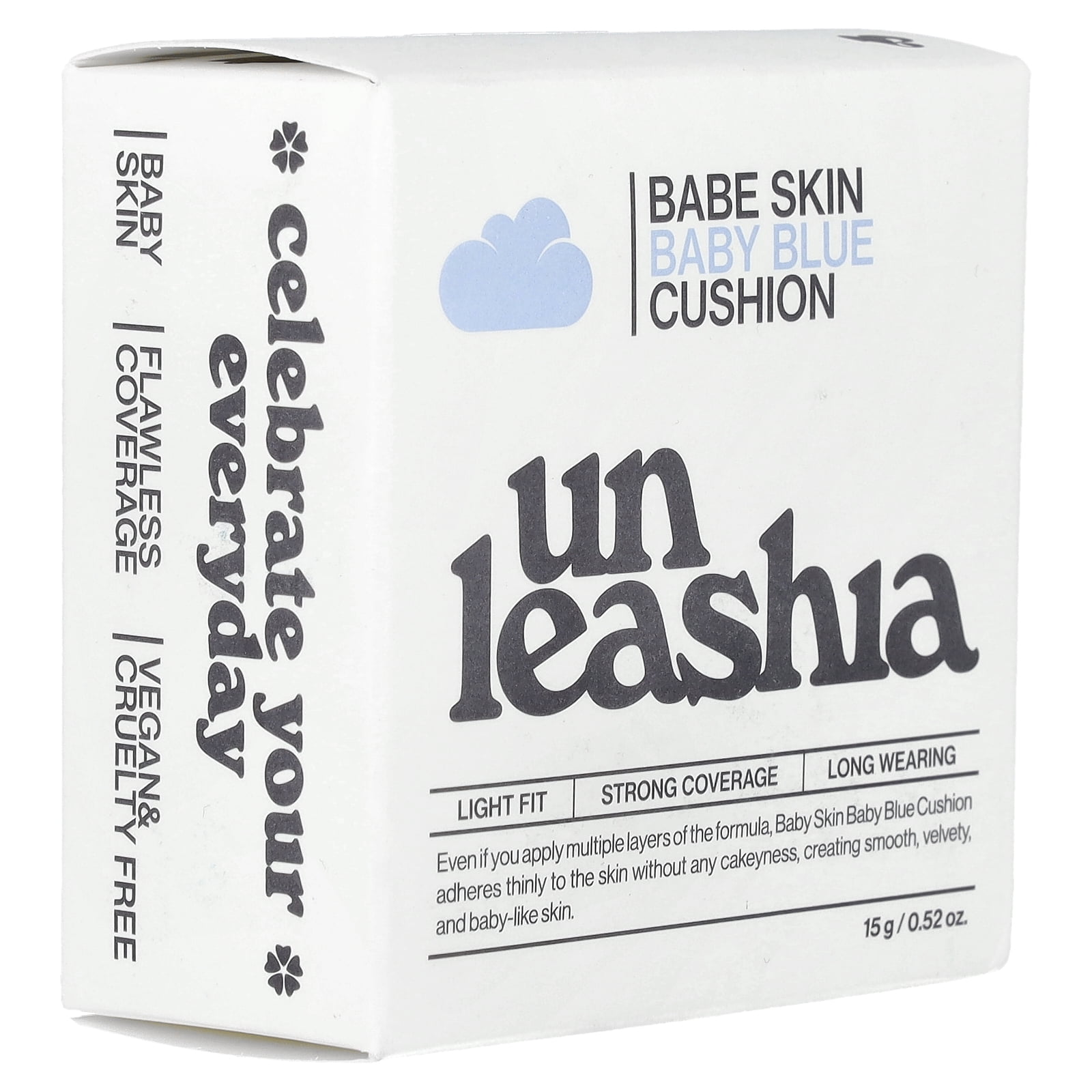 Unleashia Babe Skin, Baby Blue Cushion, SPF40/PA++, 21C Baby Cheek, 0.52 oz (15 g)
