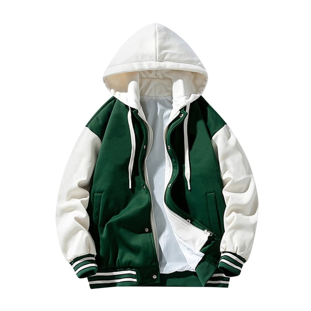 Winter Men's Fake Two Piece Zipper Hooded Coat Thickened Warm Coat