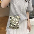 thumbnail image 4 of Purse for Women Sequin Crossbody Cell Phone Purse Compact Glitter Metal Chain Sling Bag for Evening Party Hang Bags for Women Color Gold Size One Size, 4 of 9