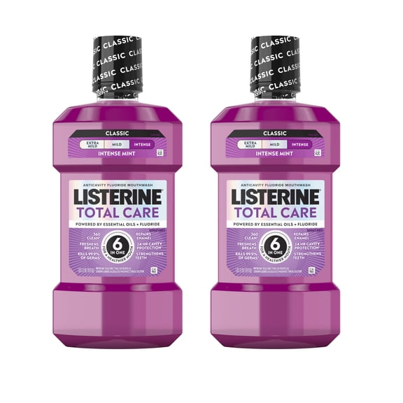 Listerine Total Care Intense Anticavity Fluoride Mouthwash Oral Care, 2 x 1 L