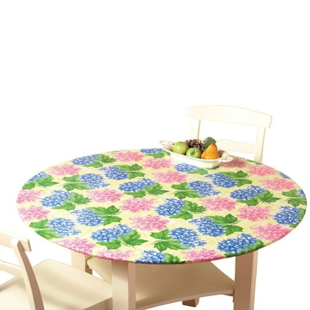 Collections Etc Patterned Fitted Table Cover With Soft Flannel Collections Etc Patterned Fitted Table Cover With Soft Flannel Backing And Durable Wipe Clean Vinyl Construction Round Hydrangea Com