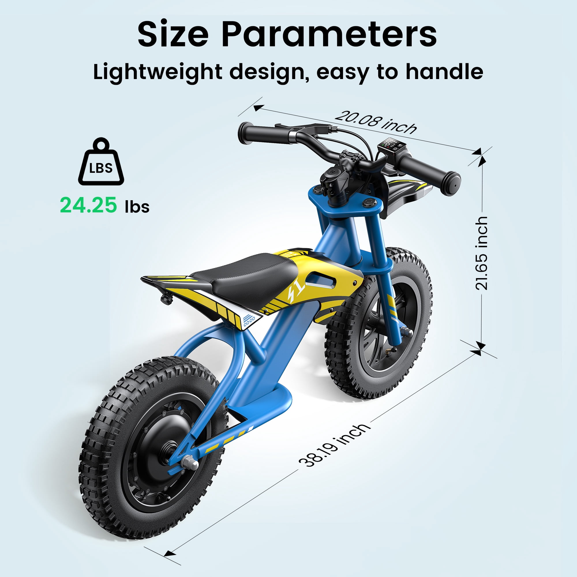 MIHOVER 21.6V Electric Bike for Kids 12", 200W Electric Banlance Bike Ages 5-8 Years Old, Electric Motorcycle Max 10MPH with LED Display, Beginners Friendly - Blue