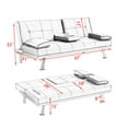 thumbnail image 5 of Aukfa Tufted Futon Convertible Sofa Bed for Home Office, 2 Cup Holders&Pillows, Leather, Orange, 5 of 11