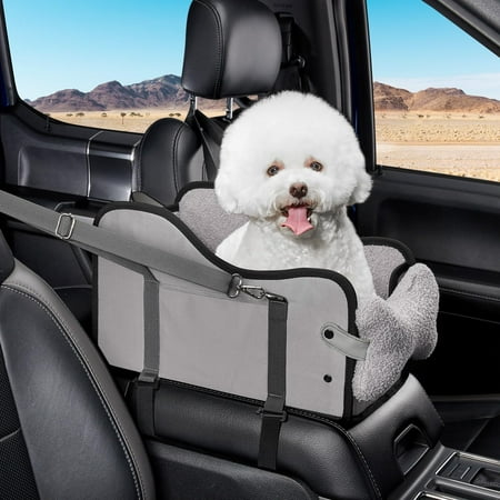 Center Console Dog Car Seat,Pet Puppy Car Seat,Middle Console Dog Armrest Booster Seat for Small Dogs(Gray)