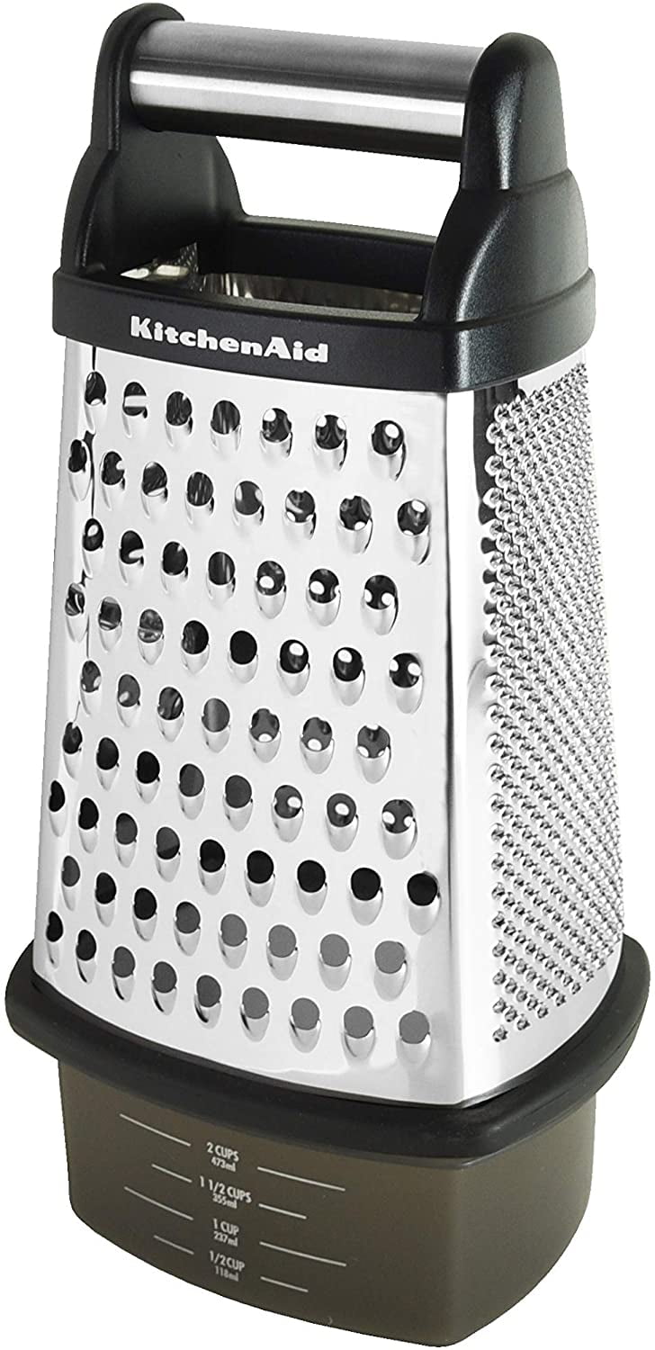 KitchenAid Gourmet 4-Sided Stainless Steel Box Grater for Fine, Medium and  Coarse Grate, and Slicing, Detachable 3 Cup Storage Container and