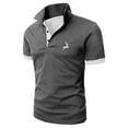 thumbnail image 2 of Polo T Shirts for Men Summer Golf Short Sleeve Button Up Collared Business Tops Comfortable Work Slim Fit Stretchy Mens Shirts Grey XXXXL, 2 of 4