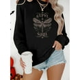 thumbnail image 2 of Cozy Women's Gypsy Soul Dragonfly Print Sweatshirt - Long Sleeve Round Neck All-Season Hoodie, Casual Crew Neck Knit Pullover, 2 of 6