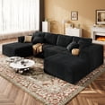 thumbnail image 4 of 137" U-Shaped Sectional Sofa with Chaise, Modular Cloud Sectional Couch with Deep Seat for Living Room, Modern Boneless Couch with Back Cushion, Pillow, Ottoman, No Assembly Required, Corduroy Fabric, 4 of 16