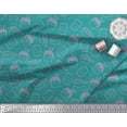 thumbnail image 2 of Soimoi Green Cotton Voile Fabric Fish & Noodles Food Print Sewing Fabric Yard 42 Inch Wide, 2 of 3