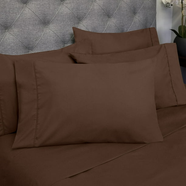 Sweet Home Collection 1500 Thread Count Egyptian Comfort Sheet Set 4 Piece Twin Brown Com Egyptian Comfort Sheet Set, Comfort Bay Curtains Pamela Brown