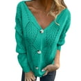 thumbnail image 7 of Sevevn Women's Hollow Pullover V-Neck Solid Color Reversible Long Sleeved Sweater, 7 of 7